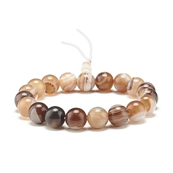 Agate Naturelle Bracelet extensible perles rondes agate naturelle, bracelet perles calebasse mala pour femme, diamètre intérieur: 2-1/8 pouce (5.4 cm)