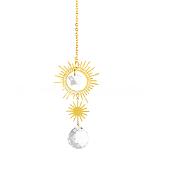 Clear Quartz Crystal Big Pendant Decorations, Hanging Sun Catchers, Teardrop, Clear, 325mm, Hole: 11mm