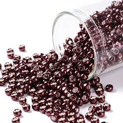 (564) Galvanized Cabernet Toho perles de rocaille rondes, perles de rocaille japonais, (564) cabernet galvanisé, 8/0, 3mm, Trou: 1mm, environ1110 pcs / 50 g