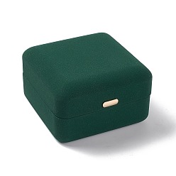 Vert Foncé Coffrets cadeaux bracelets en cuir pu, avec couronne de fer, carrée, vert foncé, 10.4x10.1x6.25 cm, diamètre intérieur: 90x92 mm