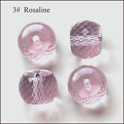Pink Имитация Австрийские кристаллические шарики, класс AAA, граненые, барабан, розовые, 10x8 мм, отверстие : 0.9~1 мм