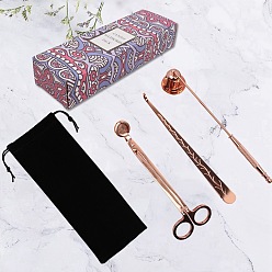 Rose Gold Stainless Steel Candle Tool Set, Candle Wick Trimmer Cutter, Candle Wick Snuffer, Candle Wick Dipper for Candle Lover, Rose Gold, 180~245x40~57mm, 3pcs/set