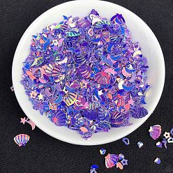 Blue Violet Heart/Star/Moon/Shell PVC Nail Art Glitter Sequins Chip, UV Resin Filler, for Epoxy Resin Slime Jewelry Making, Blue Violet, Package Size: 130x80mm