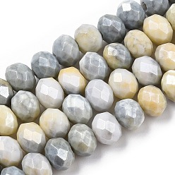 Gris Claro Hebras de perlas de vidrio electrochapadas facetadas, color de ab chapado, ábaco, gris claro, 8~8.5x6~6.5 mm, agujero: 1.4 mm, sobre 66~67 unidades / cadena, 15.35 pulgada ~ 16.57 pulgada (39~41.1 cm)