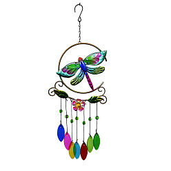 Dragonfly Campanas de viento, decoraciones colgantes de vidrio y arte del hierro, libélula, 560x200 mm
