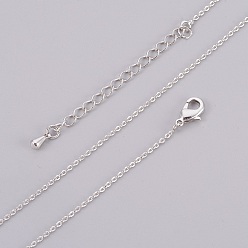 Platinum Brass Cable Chain Necklaces Making, with Lobster Claw Clasp, Platinum, 17.51 inch(44.5cm)