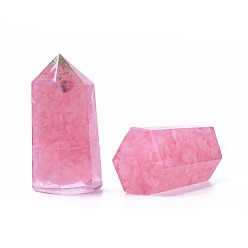 Розовый Кварц Оргон обелиск Джамбо, Украшение для домашнего дисплея из смолы, исцеляющие каменные палочки, для рейки чакра медитативная терапия decos, с натуральным розовым кварцем внутри, неправильные шестиугольные призмы, 51~52x26~27x20~23 мм