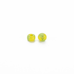 Champagne Yellow 12/0 Two Tone Opaque Glass Seed Beads, Opaque Colours Seep, Round Hole, Column, Champagne Yellow, 2~2.5x1.5~2mm, Hole: 0.7mm, about 450g/Pound