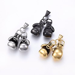 Mixed Color 304 Stainless Steel Pendants, Boxing Gloves, Mixed Color, 40x17~35x15mm, Hole: 9x5mm