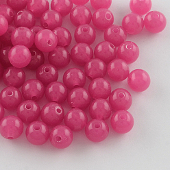 Ярко-Розовый Имитация нефритовые четки акриловые, круглые, ярко-розовый, 12 мм, Отверстие : 2 мм , около 500 шт / 500 г