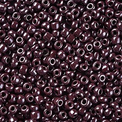 Rouge Indien Perles de rocaille en verre, couleurs opaques lustered, ronde, rouge indien, 4mm, trou: 1.5 mm, environ 4500 pièces / livre