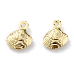 Real 24K Gold Plated Brass Pendants, Shell Shape, Real 24K Gold Plated, 10x8x3mm, Hole: 1mm