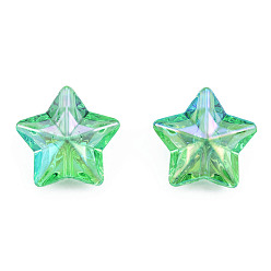 Lime Electroplate Rainbow Iridescent Acrylic Beads, Star, Lime, 18x18.5x9mm, Hole: 1.8mm