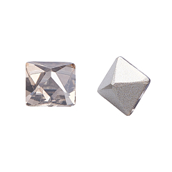 Satin K9 Glass Rhinestone Cabochons, Pointed Back & Back Plated, Faceted, Square, Satin, 6x6x6mm