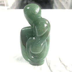 Aventurine Verte Figurines de couple de guérison sculptées en aventurine verte naturelle, Décorations d'affichage en pierre d'énergie reiki, 40x30x80mm