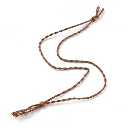 SillínMarrón Collar de ingredientes, con cordón de cera y cuentas de madera, saddle brown, 28-3/8 pulgada (72~80 cm)