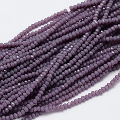 Средний Фиолетовый Стеклянные бусы граненые рондель, средне фиолетовый, 2.8~3x2 мм, отверстие : 0.8 мм, около 165~169 шт / нитка, 15.7~16.1 дюйм (40~41 см)