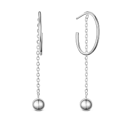 Platinum SHEGRACE Rhodium Plated 925 Sterling Silver Stud Earrings, Half Hoop Earrings, with Arch and Bead, Platinum, 49mm
Packing Size: 53x53x37mm