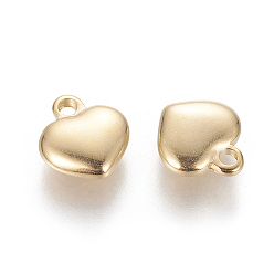 Oro 304 encantos de acero inoxidable, corazón inflado, dorado, 10x9.5x3 mm, agujero: 1.6 mm
