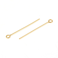 Golden 304 Stainless Steel Eye Pins, Golden, 30mm, Hole: 2mm, Pin: 0.6mm