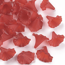 Brique Rouge Perles acryliques transparentes, lis calla, givré, firebrick, 40.5x33x35mm, trou: 1.8 mm, environ 135 pcs / 500 g