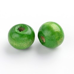 Green Natural Wood Beads, Rondelle, Lead Free, Dyed, Green, 8mm, Hole: 3mm, about 5600pcs/1000g