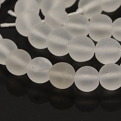 Quartz Crystal Frosted Natural Quartz Crystal Round Bead Strandsl, 6mm, Hole: 1mm, about 61pcs/strand, 15.7 inch