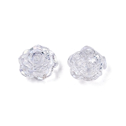 Claro Perlas de plástico abs transparente, medio-perforado, flor, Claro, 15x16x6.5 mm, agujero: 1.2 mm