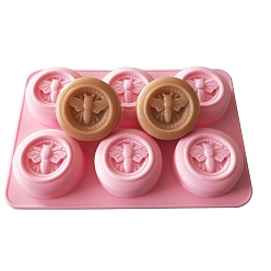 Pink Moules en silicone, moules à gâteaux pour la cuisson, biscuit, chocolat, moule à savon, abeille, rose, 210x143x21mm, diamètre intérieur: 57.8x57.8 mm