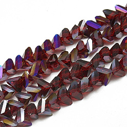 Rojo Oscuro Abalorios de vidrio electrochapa, triángulo facetas, de color rojo oscuro, 6x5x4 mm, agujero: 1.2 mm, sobre 100 unidades / cadena, 12.99 pulgada