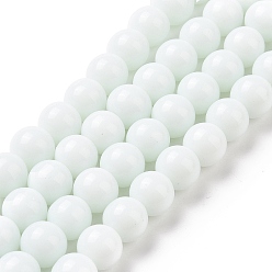 White Glass Beads Strands, Round, White, 10mm, Hole: 1mm, about 33pcs/strand, 12 inch