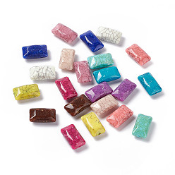 Mixed Color Crackle Opaque Acrylic Beads, Imitation Turquoise, Rectangle, Mixed Color, 22x13x8.5mm, Hole: 1.5mm, about 250pcs/500g