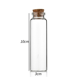 Clair Bouteille en verre, avec bouchon en liège, souhaitant bouteille, colonne, clair, 3x10 cm, capacité: 50 ml (1.69 fl. oz)