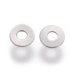 316 Surgical Stainless Steel 316 Surgical Stainless Steel Beads, Donut/Pi Disc, 3x0.2mm, Hole: 1mm