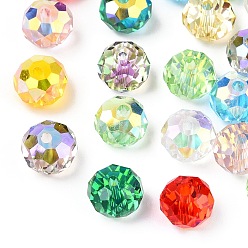 Color mezclado Perlas de vidrio transparentes facetadas, color de ab chapado, Rondana plana, color mezclado, 8x6 mm, agujero: 1.5 mm