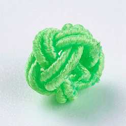 Lime Polyester Weave Beads, Round, Lime, 6.5x4.5mm, Hole: 4mm