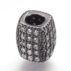 Bronze Micro en laiton pavent des perles cubes de zircone, cuboïde, gris anthracite, 7x6x6mm, Trou: 2.5mm