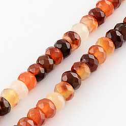 Carnelian Dyed Natural Carnelian Stone Bead Strands, Faceted, Rondelle, Orange Red, 8x5mm, Hole: 1mm, about 80pcs/strand, 15.7 inch