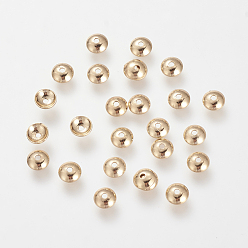 Real 18K Gold Plated Brass Bead Caps, Nickel Free, Real 18K Gold Plated, 4x1mm, Hole: 1mm