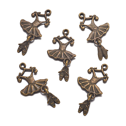Bronze Antique Pendentifs en alliage, pendentif en métal, sans plomb et sans cadmium, costume de ballet, bronze antique, 25x12x2mm, Trou: 2mm