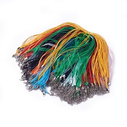 Color mezclado Collar de cordón encerado y cinta de organza confeccionado., con cierres de hierro de langosta garra, Platino, color mezclado, 17.6 pulgada ~ 17.8 pulgada (45~455 cm), 7 mm