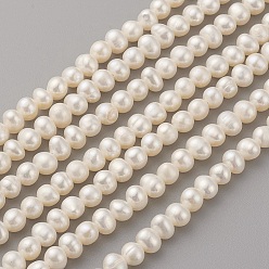 Color de la concha Hilos de perlas de agua dulce cultivadas naturales, patata, color de concha, 5~6x4~5 mm, agujero: 0.5 mm, sobre 77 unidades / cadena, 13.9~14.1 pulgada (35.5~36 cm)
