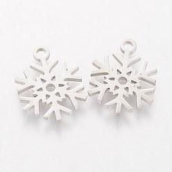 Stainless Steel Color 304 Stainless Steel Pendants, Snowflake, Stainless Steel Color, 15.4x11.7x1mm, Hole: 1.5mm