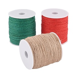 Mixed Color Earthy Colored Jute Cord, Jute String, Jute Twine, for DIY Macrame Crafting, Mixed Color, 2mm, 100m/roll, 3 colors, 1roll/color, 3rolls