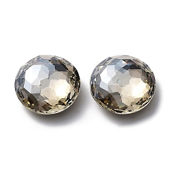 Satin Glass Rhinestone Cabochons, Flat Back & Back Plated, Faceted, Half Round, Satin, 10mm