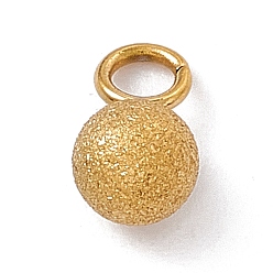 Oro 304 colgantes de acero inoxidable, textura, encanto redondo, dorado, 7x4 mm, agujero: 1.6 mm