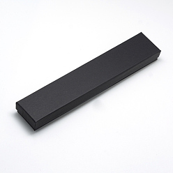 Черный Картонная шкатулка для ювелирных изделий, для браслетов, Ожерелье, прямоугольные, чёрные, 21x4x2 см, внутренний размер: 20x3.5 см