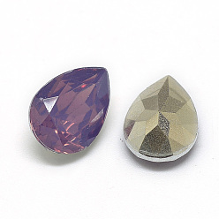 Púrpura Cabujones de diamantes de imitación puntiagudos de resina, lágrima, púrpura, 18x13x7.5 mm, sobre 110 unidades / bolsa
