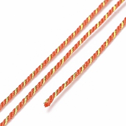 Coral Polycotton Filigree Cord, Braided Rope, with Plastic Reel, for Wall Hanging, Crafts, Gift Wrapping, Coral, 1mm, about 32.81 Yards(30m)/Roll