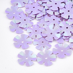 Lilac Ornament Accessories, PVC Plastic Paillette/Sequins Beads, Flower, Lilac, 13.5~14x13.5~14x0.6mm, Hole: 1.4mm, about 10000pcs/500g